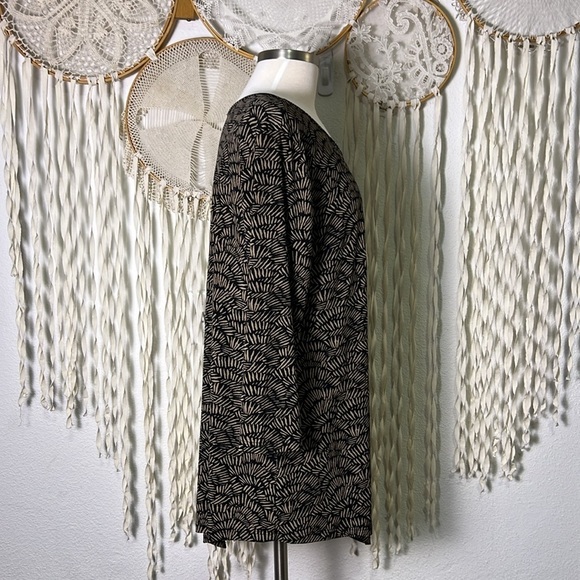 Clara Sunwoo Black and Brown Print Quater Sleeve Tunic Length Top Size XL - Picture 6 of 10